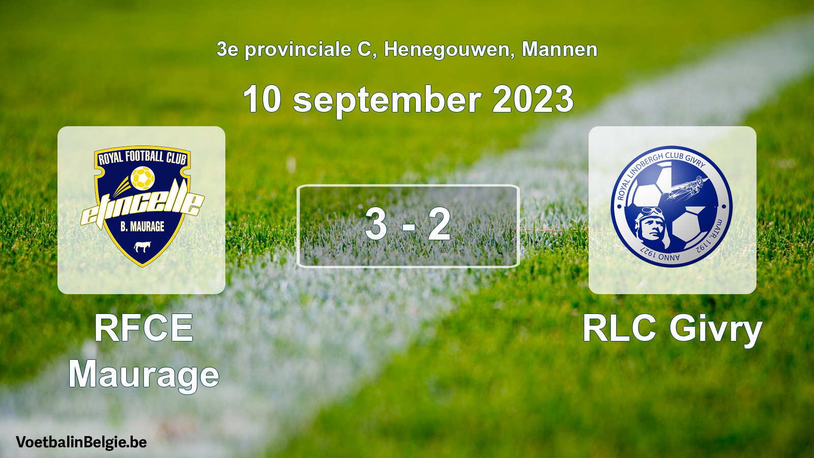 Gespeelde wedstrijd mannenvoetbal: RFCE Maurage - RLC Givry 3 - 2 (10 september 2023)