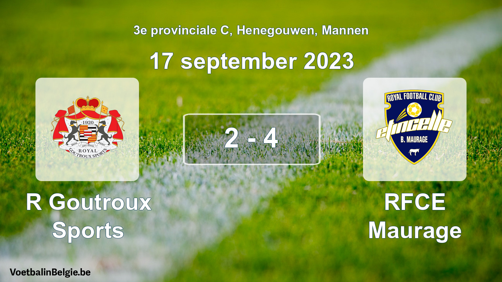 Gespeelde wedstrijd mannenvoetbal: R Goutroux Sports - RFCE Maurage 2 - 4 (17 september 2023)