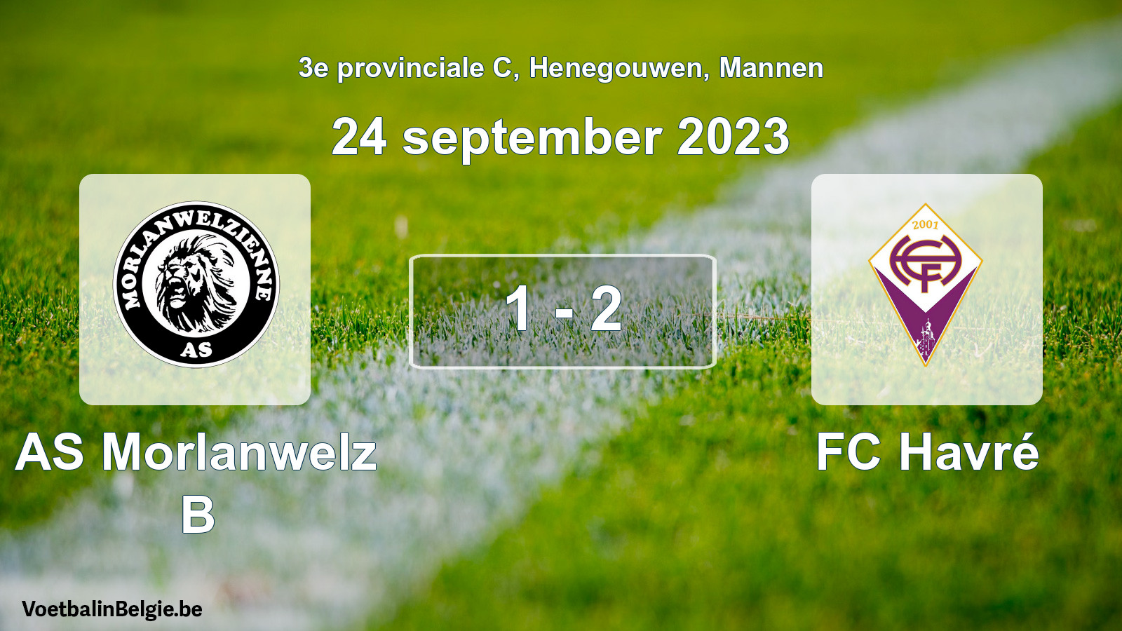 Gespeelde wedstrijd mannenvoetbal: AS Morlanwelz B - FC Havré 1 - 2 (24 september 2023)