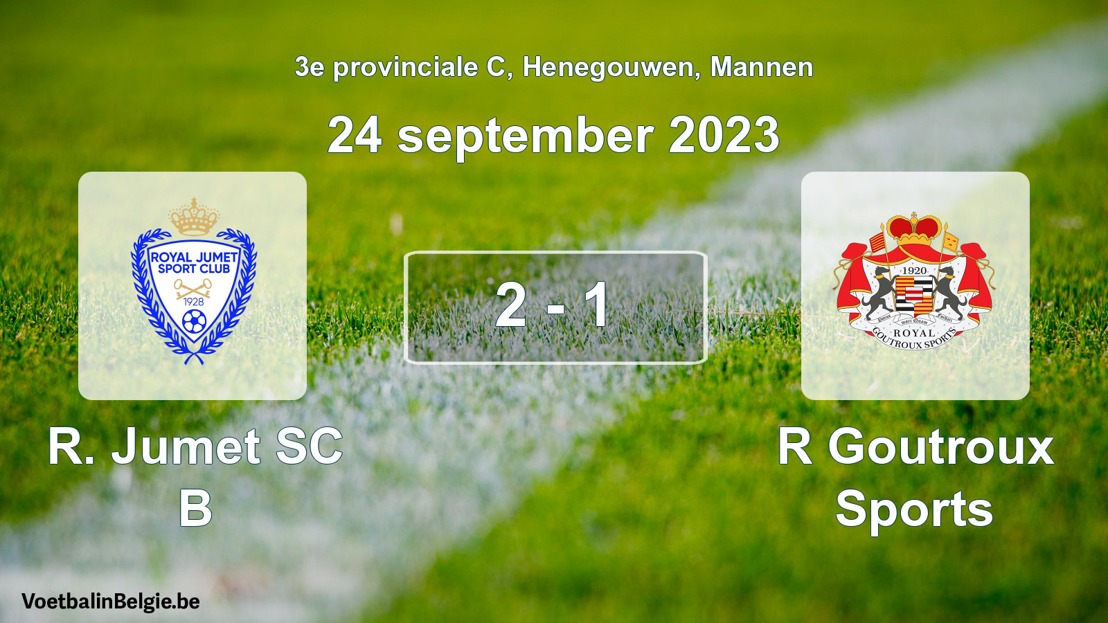 Gespeelde wedstrijd mannenvoetbal: R. Jumet SC B - R Goutroux Sports 2 - 1 (24 september 2023)