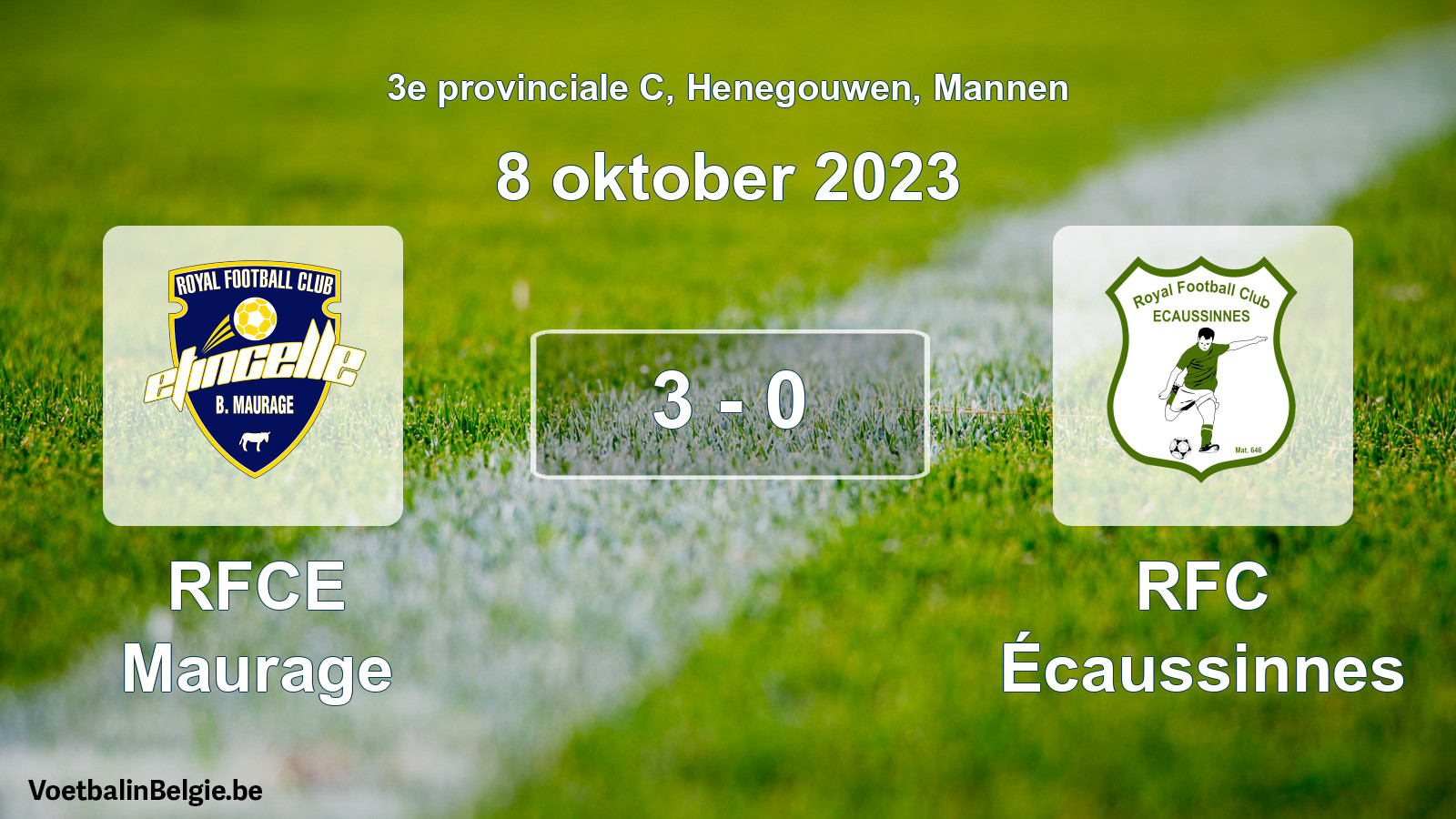 Gespeelde wedstrijd mannenvoetbal: RFCE Maurage - RFC Écaussinnes 3 - 0 (8 oktober 2023)