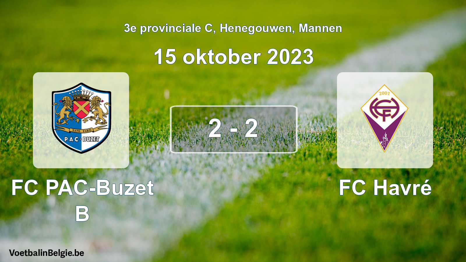 Gespeelde wedstrijd mannenvoetbal: FC PAC-Buzet B - FC Havré 2 - 2 (15 oktober 2023)