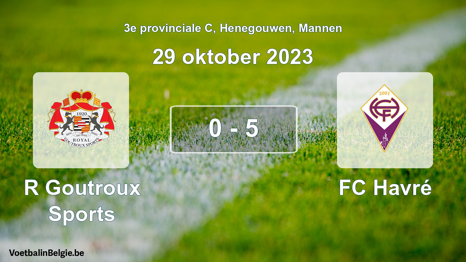 Gespeelde wedstrijd mannenvoetbal: R Goutroux Sports - FC Havré 0 - 5 (29 oktober 2023)