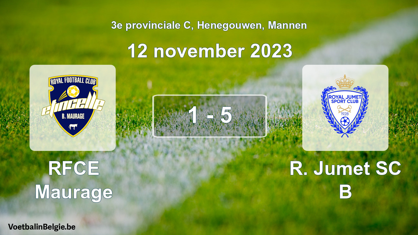 Gespeelde wedstrijd mannenvoetbal: RFCE Maurage - R. Jumet SC B 1 - 5 (12 november 2023)