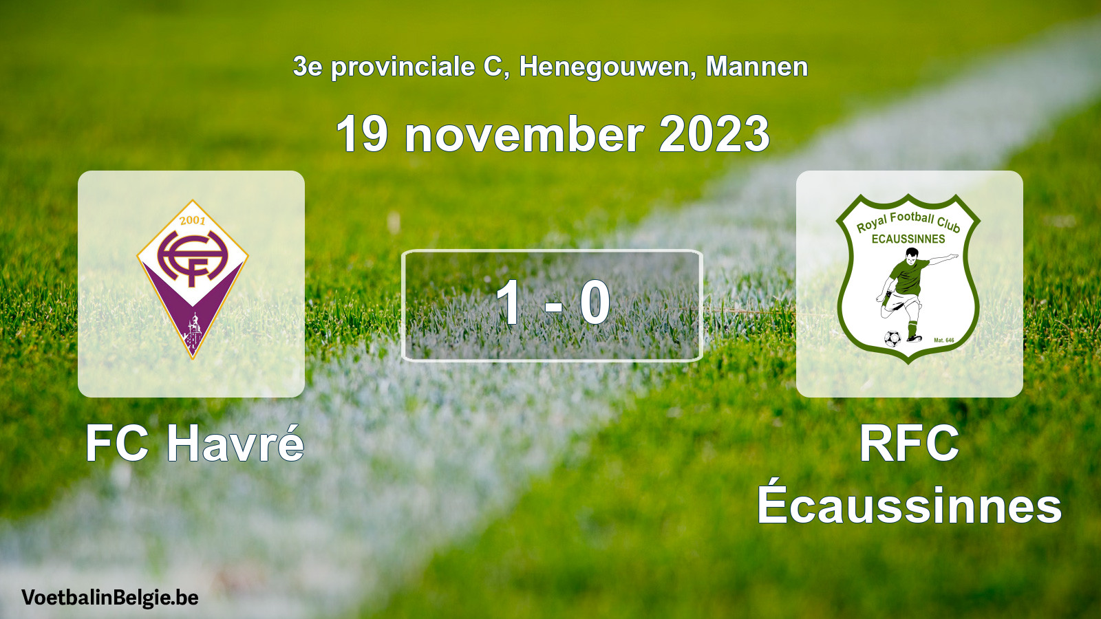 Gespeelde wedstrijd mannenvoetbal: FC Havré - RFC Écaussinnes 1 - 0 (19 november 2023)