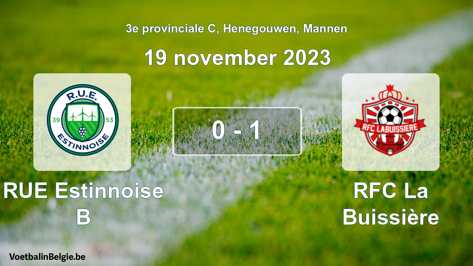 Gespeelde wedstrijd mannenvoetbal: RUE Estinnoise B - RFC La Buissière 0 - 1 (19 november 2023)