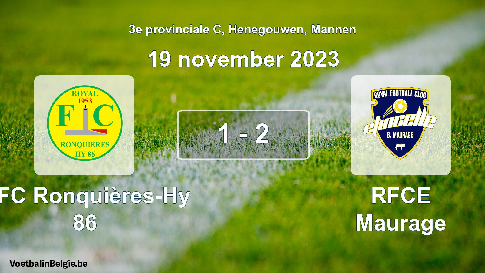 Gespeelde wedstrijd mannenvoetbal: RFC Ronquières-Hy 86 - RFCE Maurage 1 - 2 (19 november 2023)