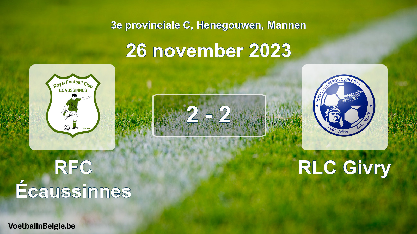 Gespeelde wedstrijd mannenvoetbal: RFC Écaussinnes - RLC Givry 2 - 2 (26 november 2023)