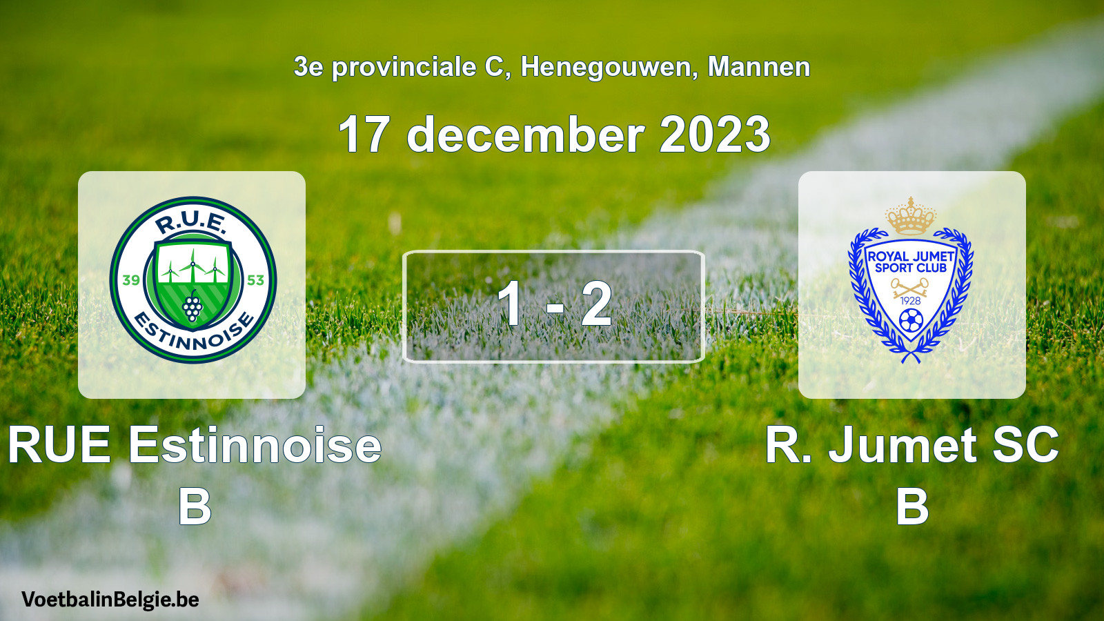 Gespeelde wedstrijd mannenvoetbal: RUE Estinnoise B - R. Jumet SC B 1 - 2 (17 december 2023)