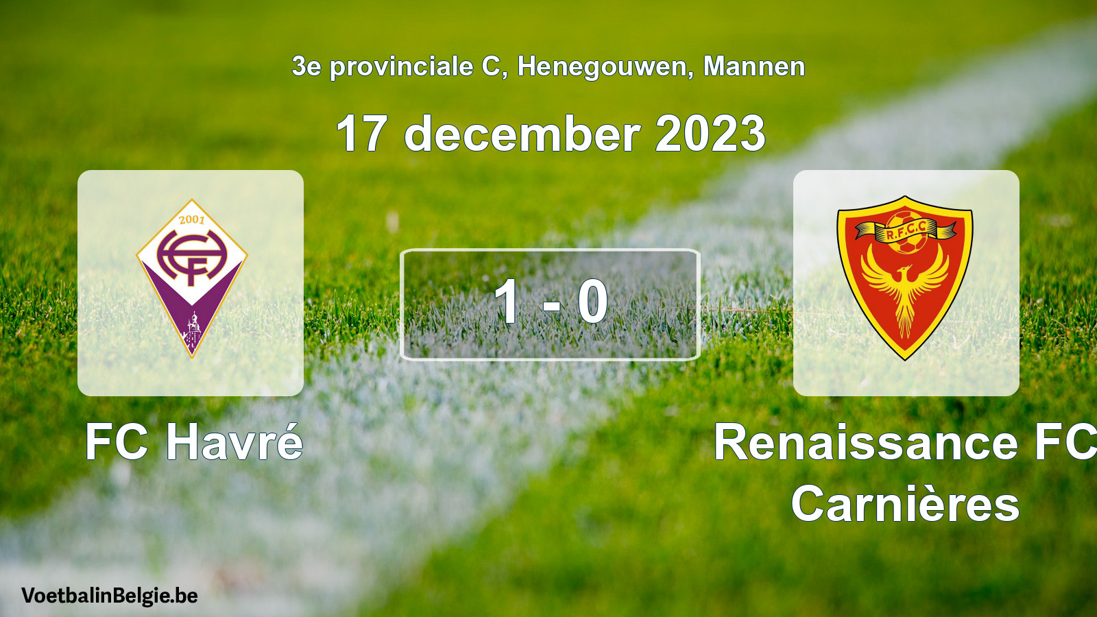 Gespeelde wedstrijd mannenvoetbal: FC Havré - Renaissance FC Carnières 1 - 0 (17 december 2023)