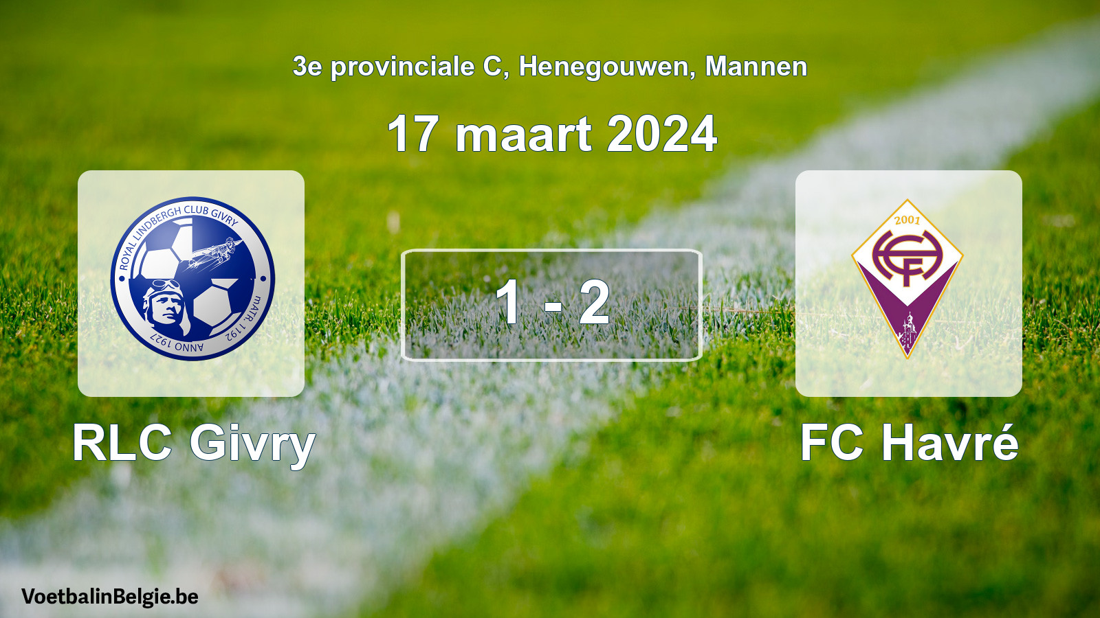 Gespeelde wedstrijd mannenvoetbal: RLC Givry - FC Havré 1 - 2 (17 maart 2024)
