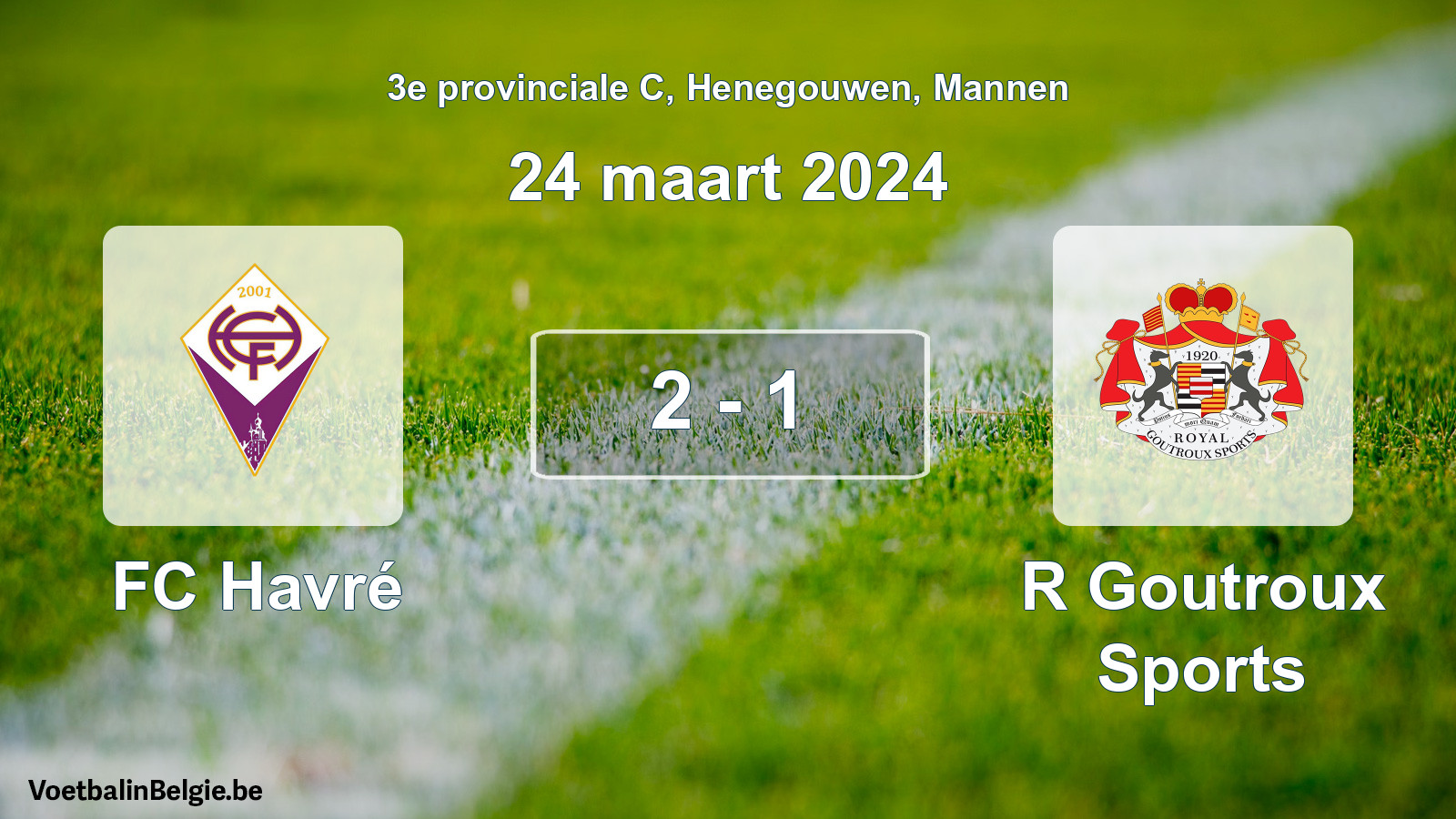 Gespeelde wedstrijd mannenvoetbal: FC Havré - R Goutroux Sports 2 - 1 (24 maart 2024)