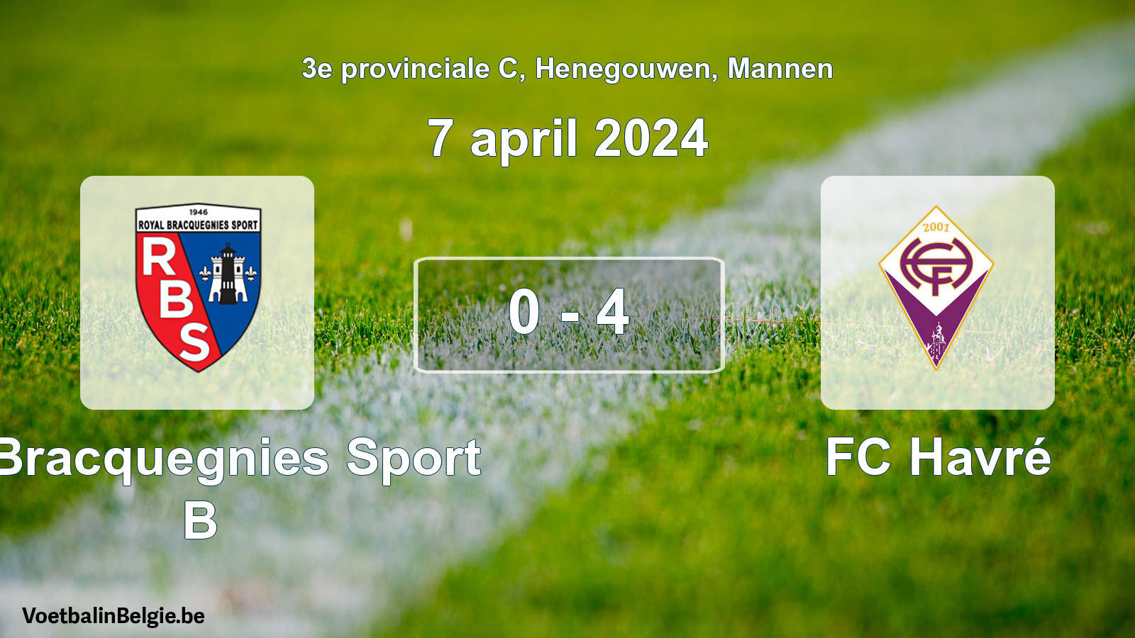 Played match men football: R. Bracquegnies Sport B - FC Havré 0 - 4 (7 April 2024)