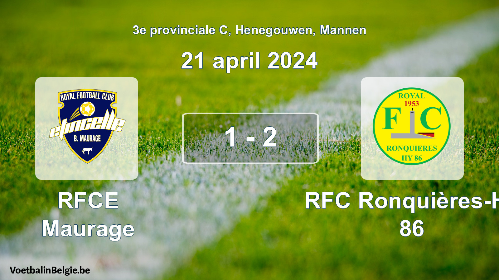 Gespeelde wedstrijd mannenvoetbal: RFCE Maurage - RFC Ronquières-Hy 86 1 - 2 (21 april 2024)