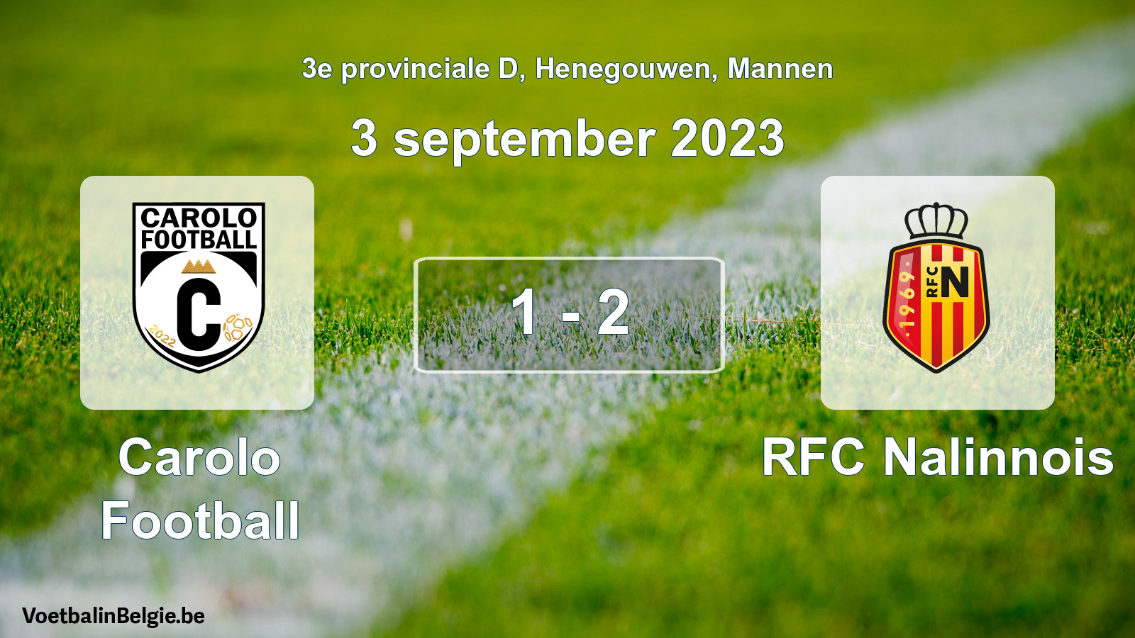 Gespeelde wedstrijd mannenvoetbal: Carolo Football - RFC Nalinnois 1 - 2 (3 september 2023)