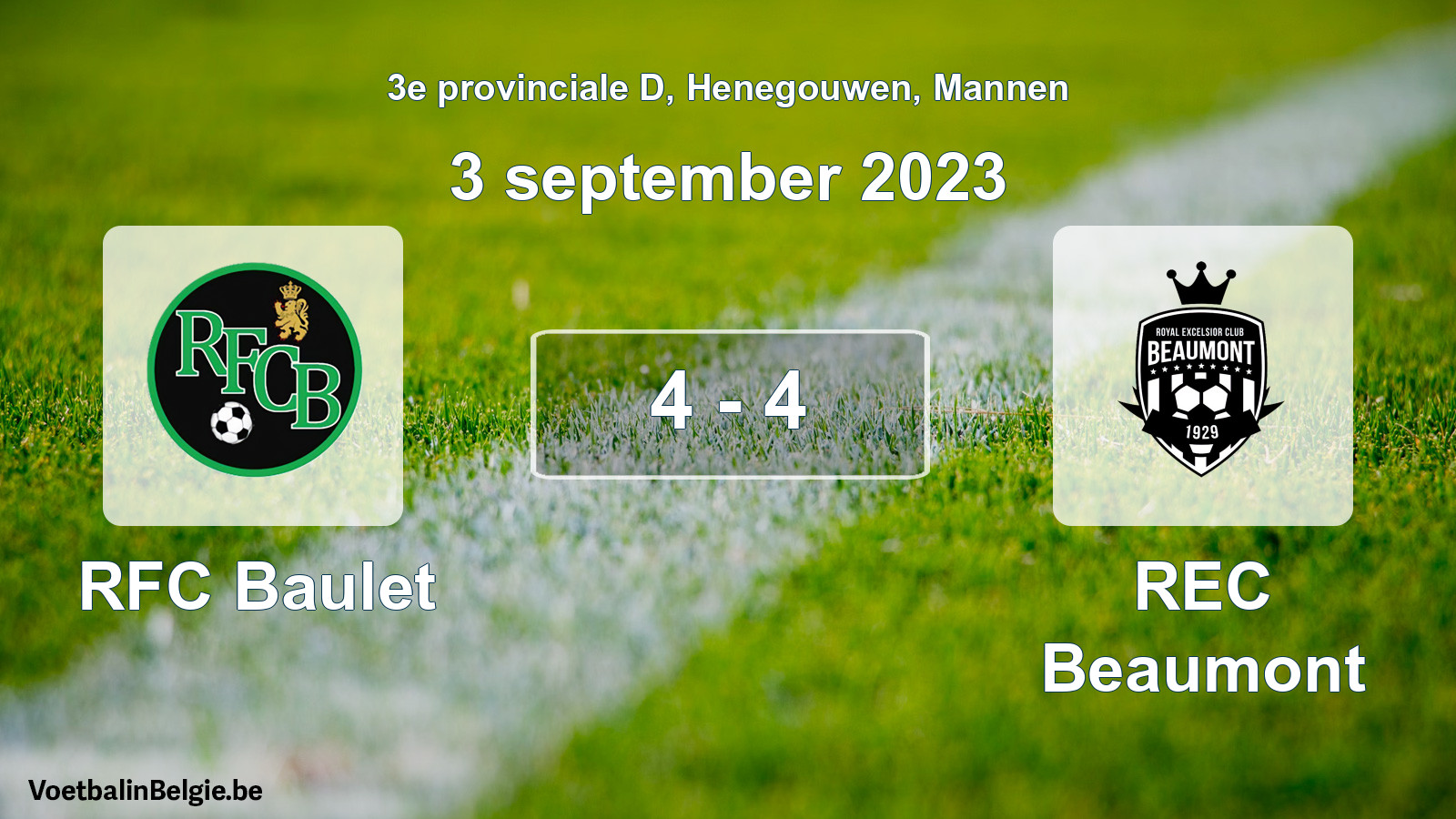 Gespeelde wedstrijd mannenvoetbal: RFC Baulet - REC Beaumont 4 - 4 (3 september 2023)