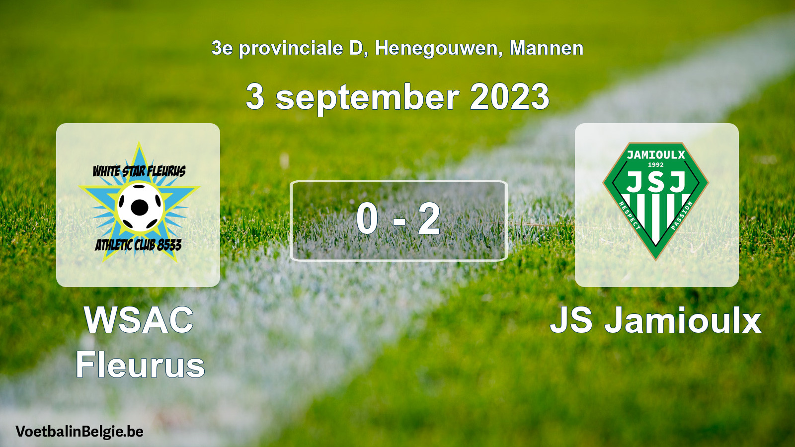 Gespeelde wedstrijd mannenvoetbal: WSAC Fleurus - JS Jamioulx 0 - 2 (3 september 2023)