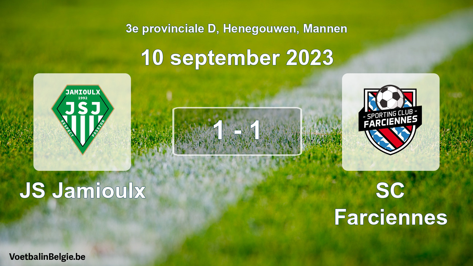 Gespeelde wedstrijd mannenvoetbal: JS Jamioulx - SC Farciennes 1 - 1 (10 september 2023)