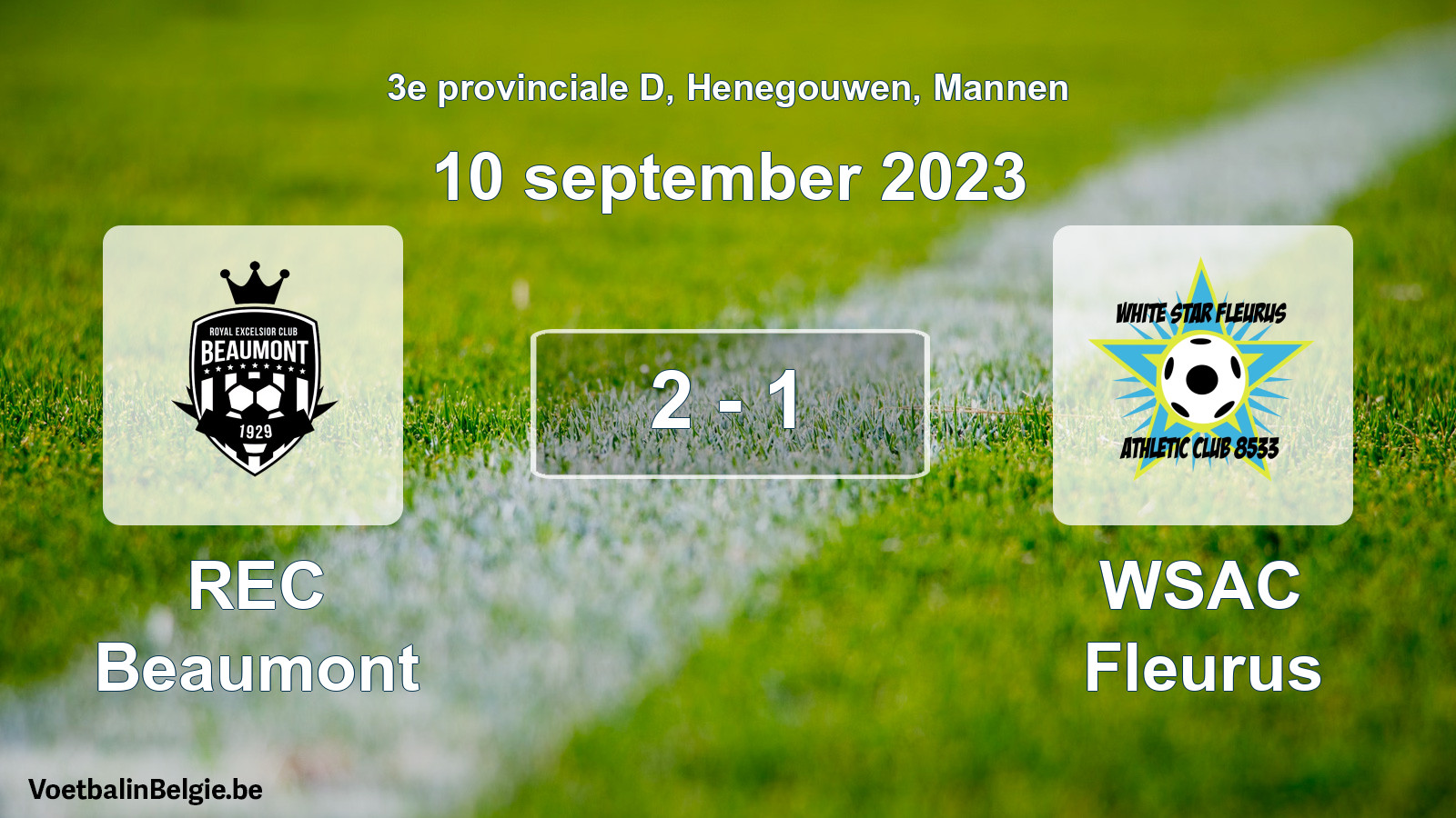 Gespeelde wedstrijd mannenvoetbal: REC Beaumont - WSAC Fleurus 2 - 1 (10 september 2023)