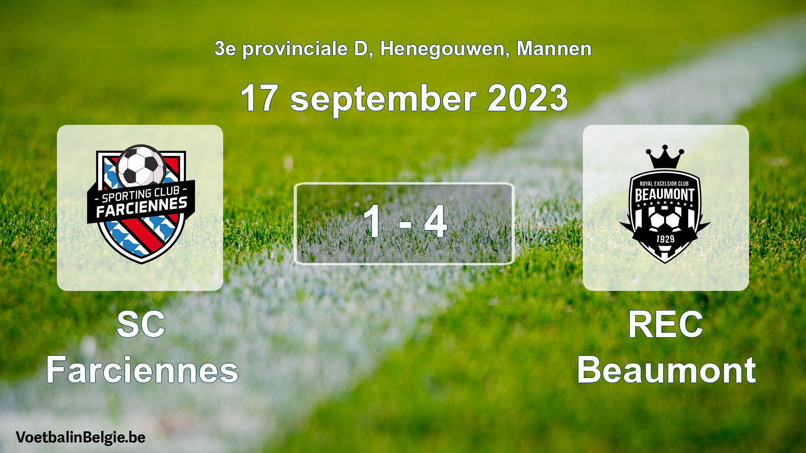 Gespeelde wedstrijd mannenvoetbal: SC Farciennes - REC Beaumont 1 - 4 (17 september 2023)