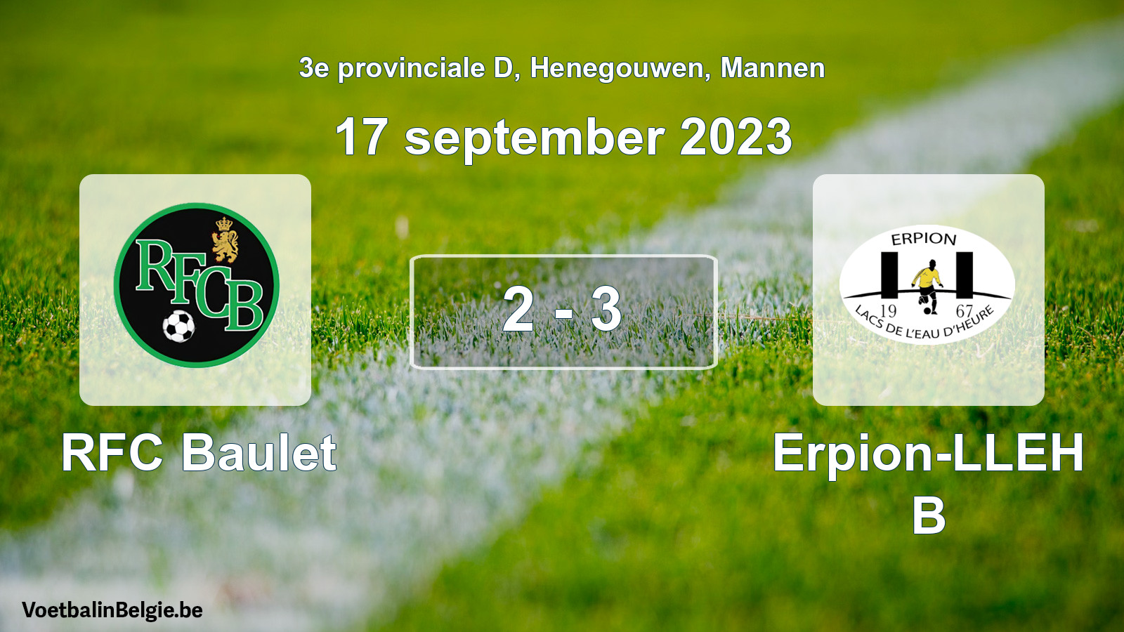 Played match men football: RFC Baulet - Erpion-LLEH B 2 - 3 (17 September 2023)