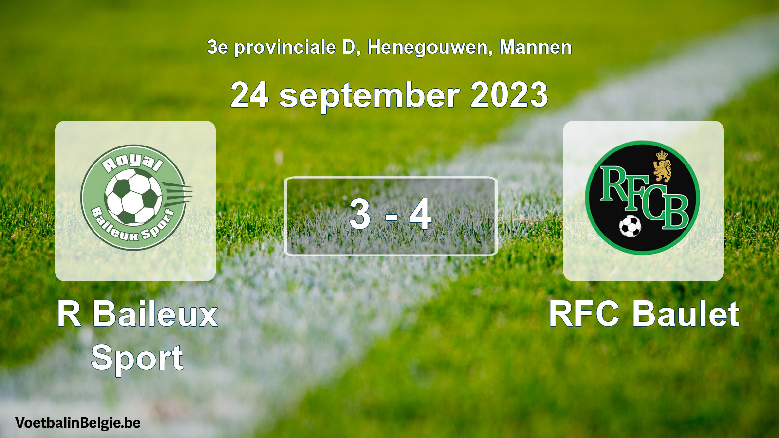 Gespeelde wedstrijd mannenvoetbal: R Baileux Sport - RFC Baulet 3 - 4 (24 september 2023)