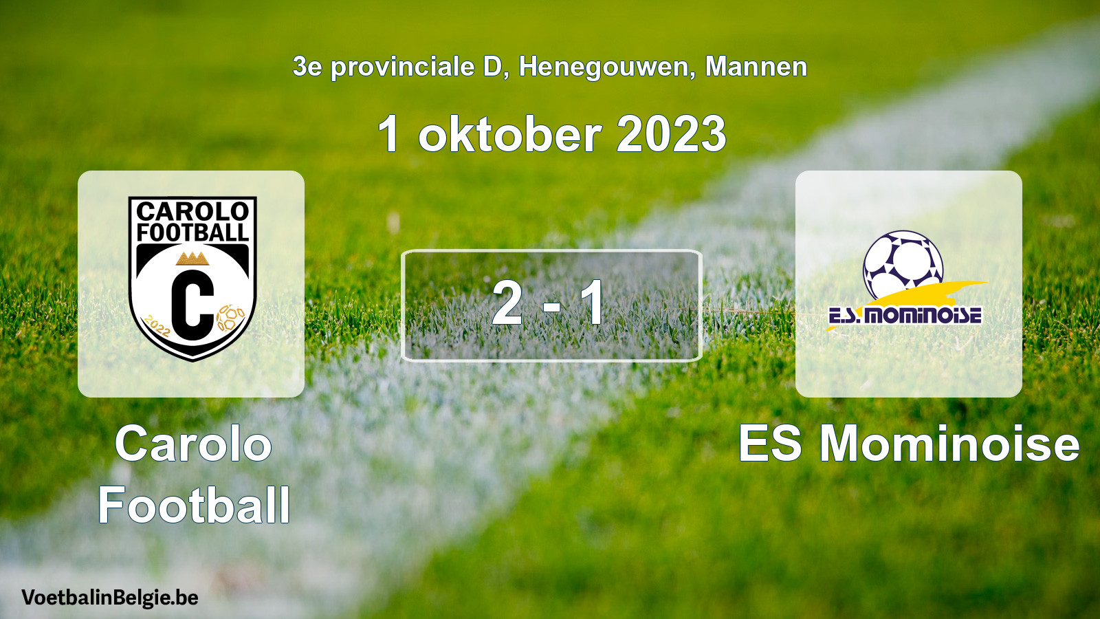 Gespeelde wedstrijd mannenvoetbal: Carolo Football - ES Mominoise 2 - 1 (1 oktober 2023)