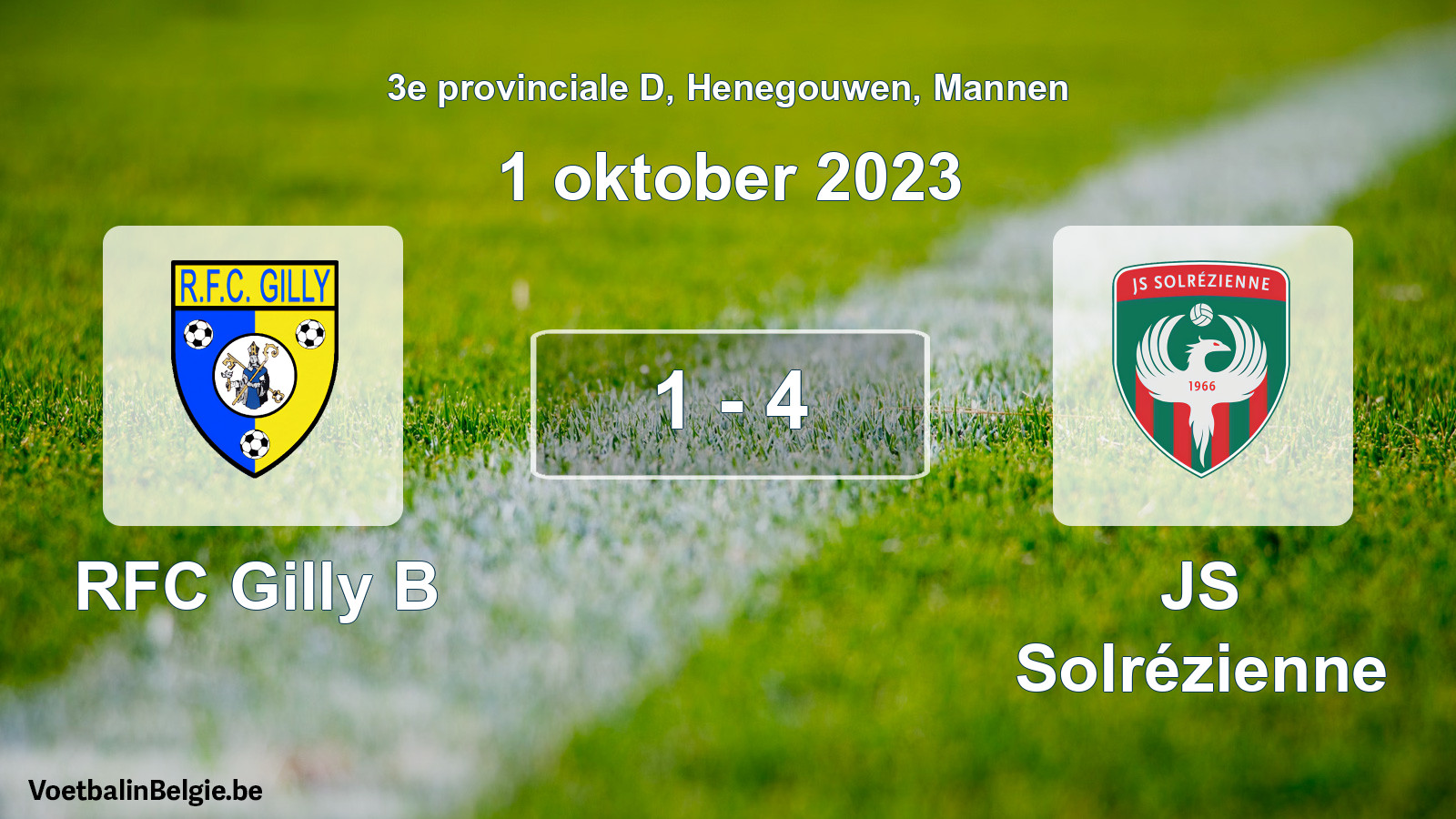 Gespeelde wedstrijd mannenvoetbal: RFC Gilly B - JS Solrézienne 1 - 4 (1 oktober 2023)