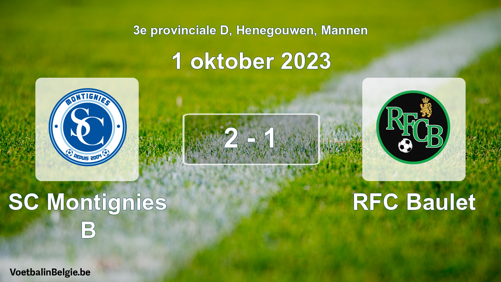 Gespeelde wedstrijd mannenvoetbal: SC Montignies B - RFC Baulet 2 - 1 (1 oktober 2023)