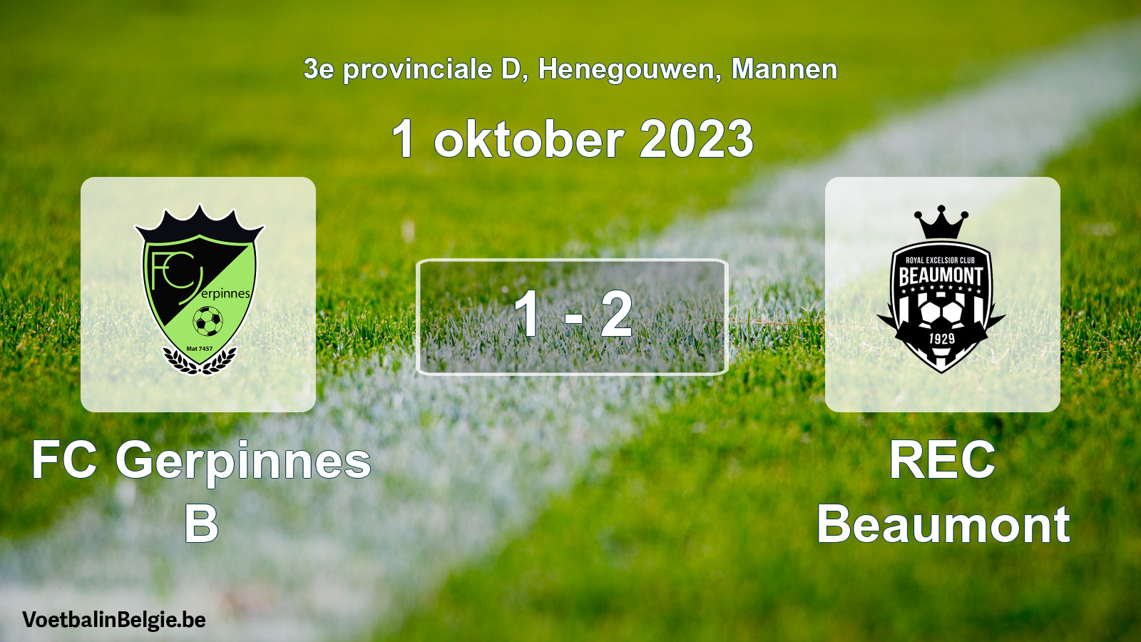 Gespeelde wedstrijd mannenvoetbal: FC Gerpinnes B - REC Beaumont 1 - 2 (1 oktober 2023)