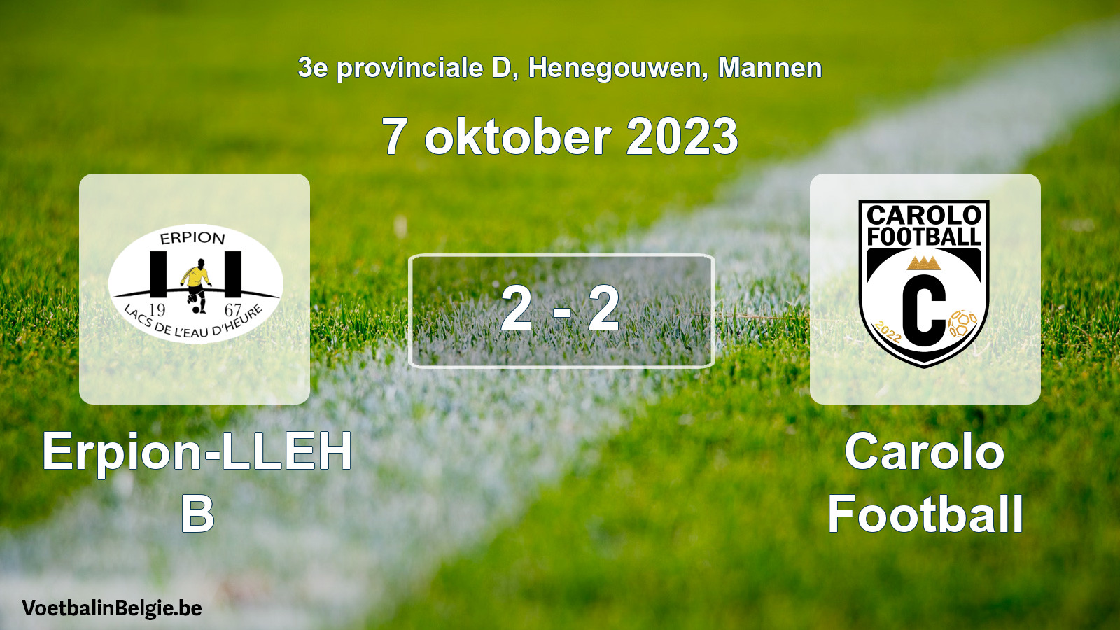 Gespeelde wedstrijd mannenvoetbal: Erpion-LLEH B - Carolo Football 2 - 2 (7 oktober 2023)