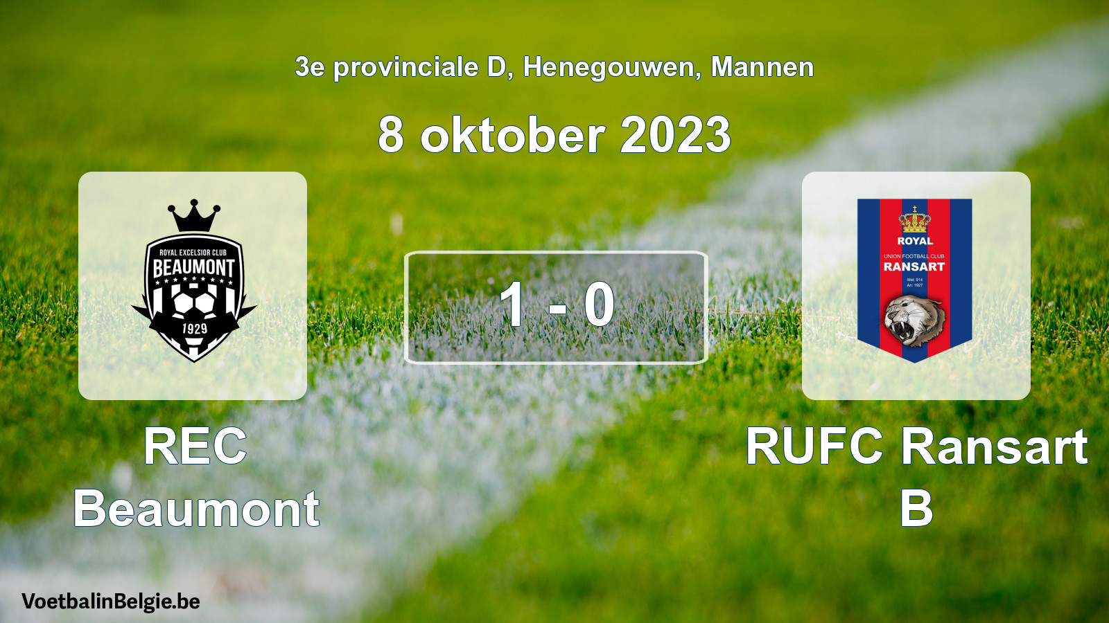Gespeelde wedstrijd mannenvoetbal: REC Beaumont - RUFC Ransart B 1 - 0 (8 oktober 2023)