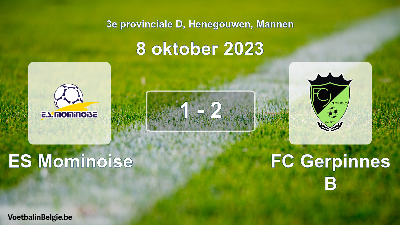 Gespieltes Spiel männer-Fußball: ES Mominoise - FC Gerpinnes B 1 - 2 (8 Oktober 2023)