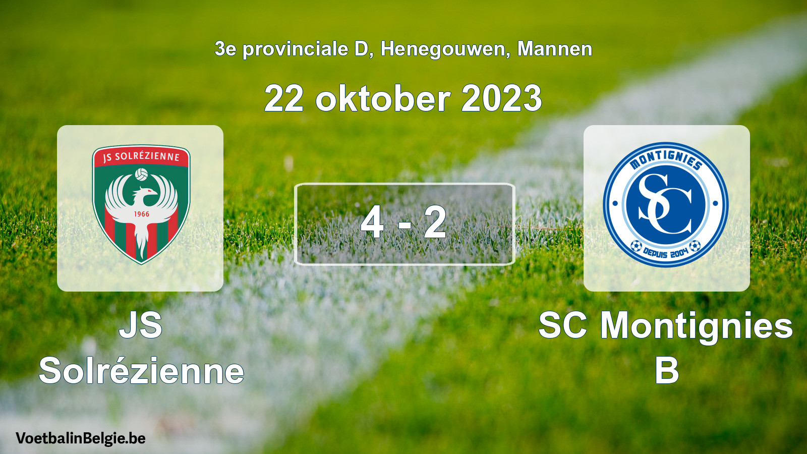 Played match men football: JS Solrézienne - SC Montignies B 4 - 2 (22 October 2023)