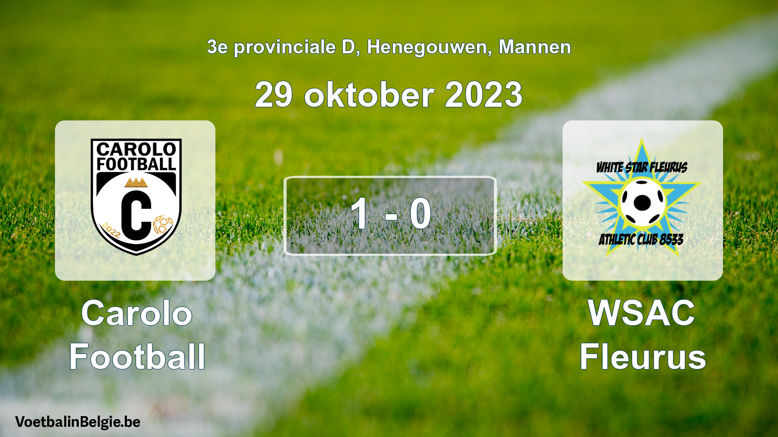 Gespeelde wedstrijd mannenvoetbal: Carolo Football - WSAC Fleurus 1 - 0 (29 oktober 2023)