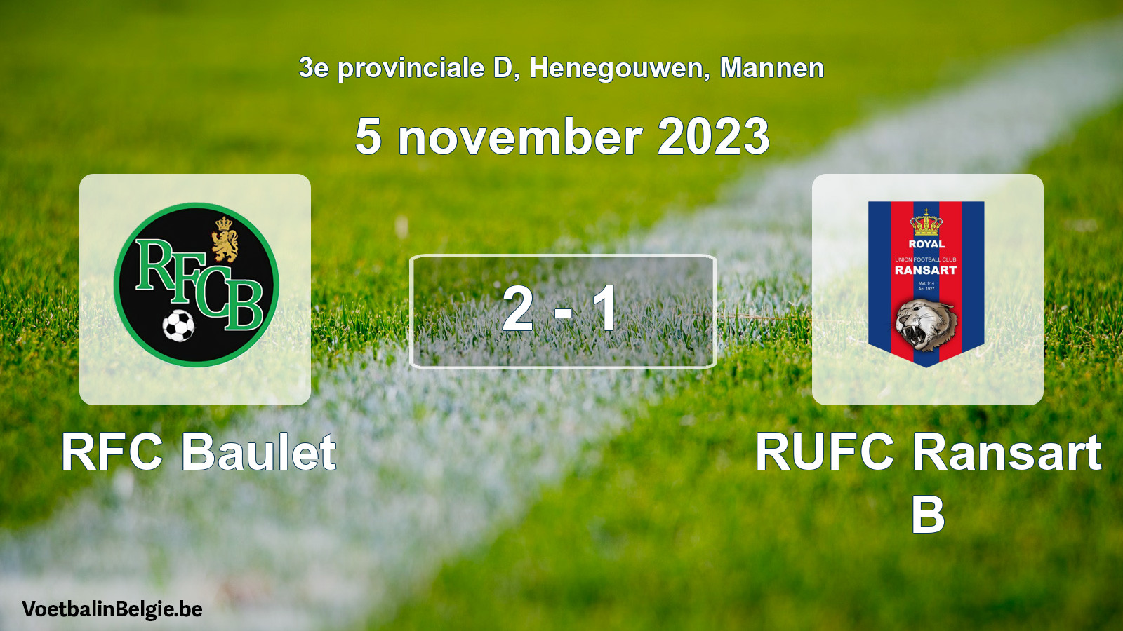 Gespeelde wedstrijd mannenvoetbal: RFC Baulet - RUFC Ransart B 2 - 1 (5 november 2023)