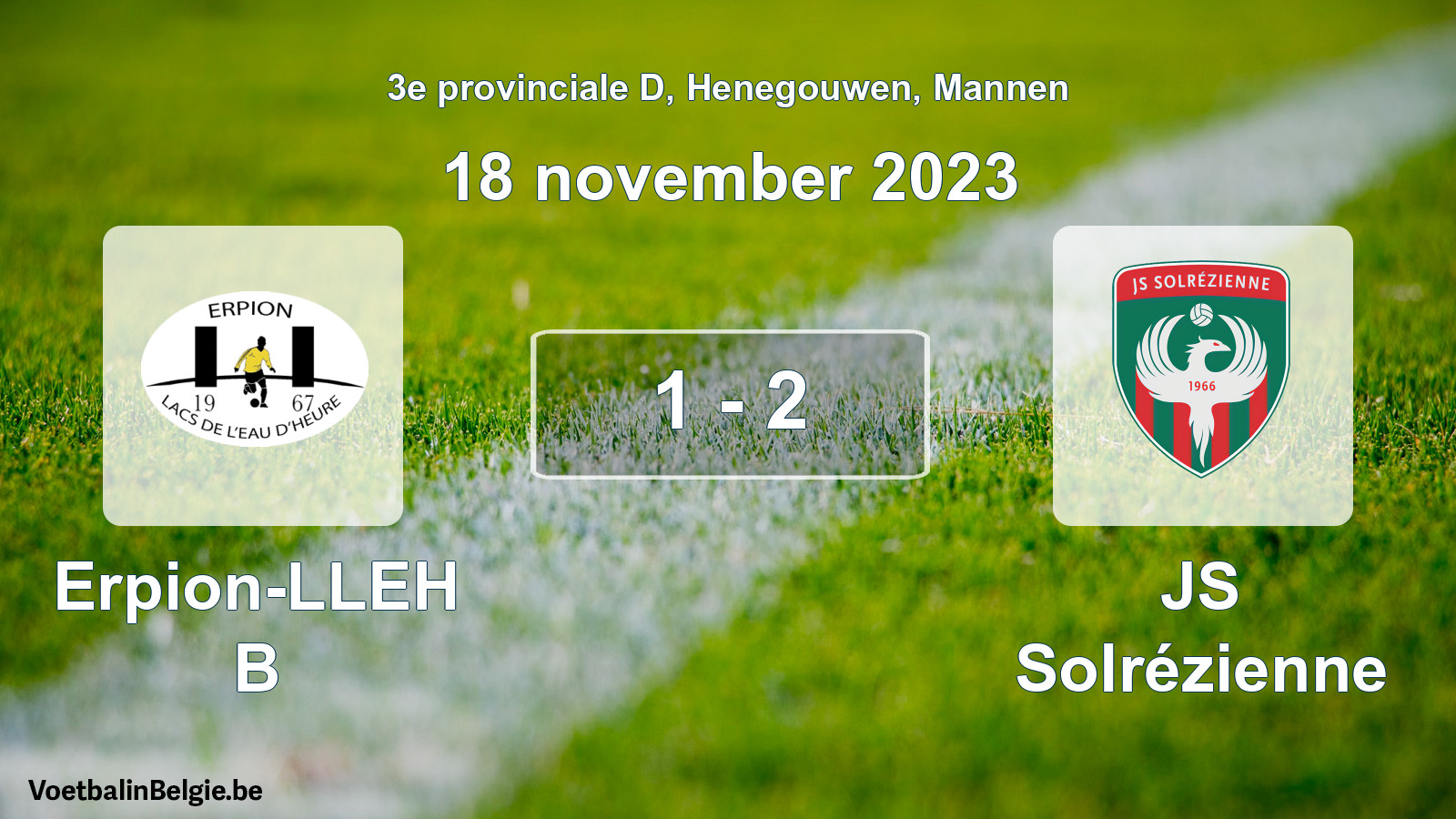 Gespeelde wedstrijd mannenvoetbal: Erpion-LLEH B - JS Solrézienne 1 - 2 (18 november 2023)