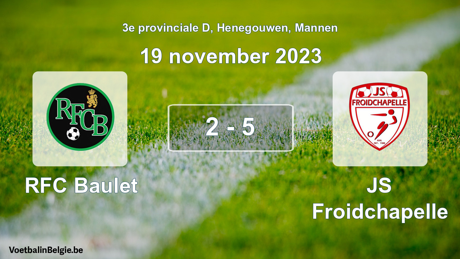 Gespeelde wedstrijd mannenvoetbal: RFC Baulet - JS Froidchapelle 2 - 5 (19 november 2023)