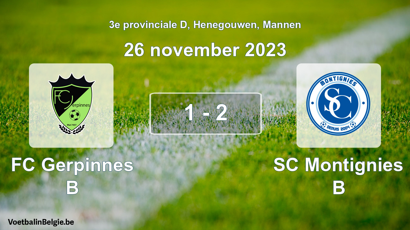 Gespeelde wedstrijd mannenvoetbal: FC Gerpinnes B - SC Montignies B 1 - 2 (26 november 2023)