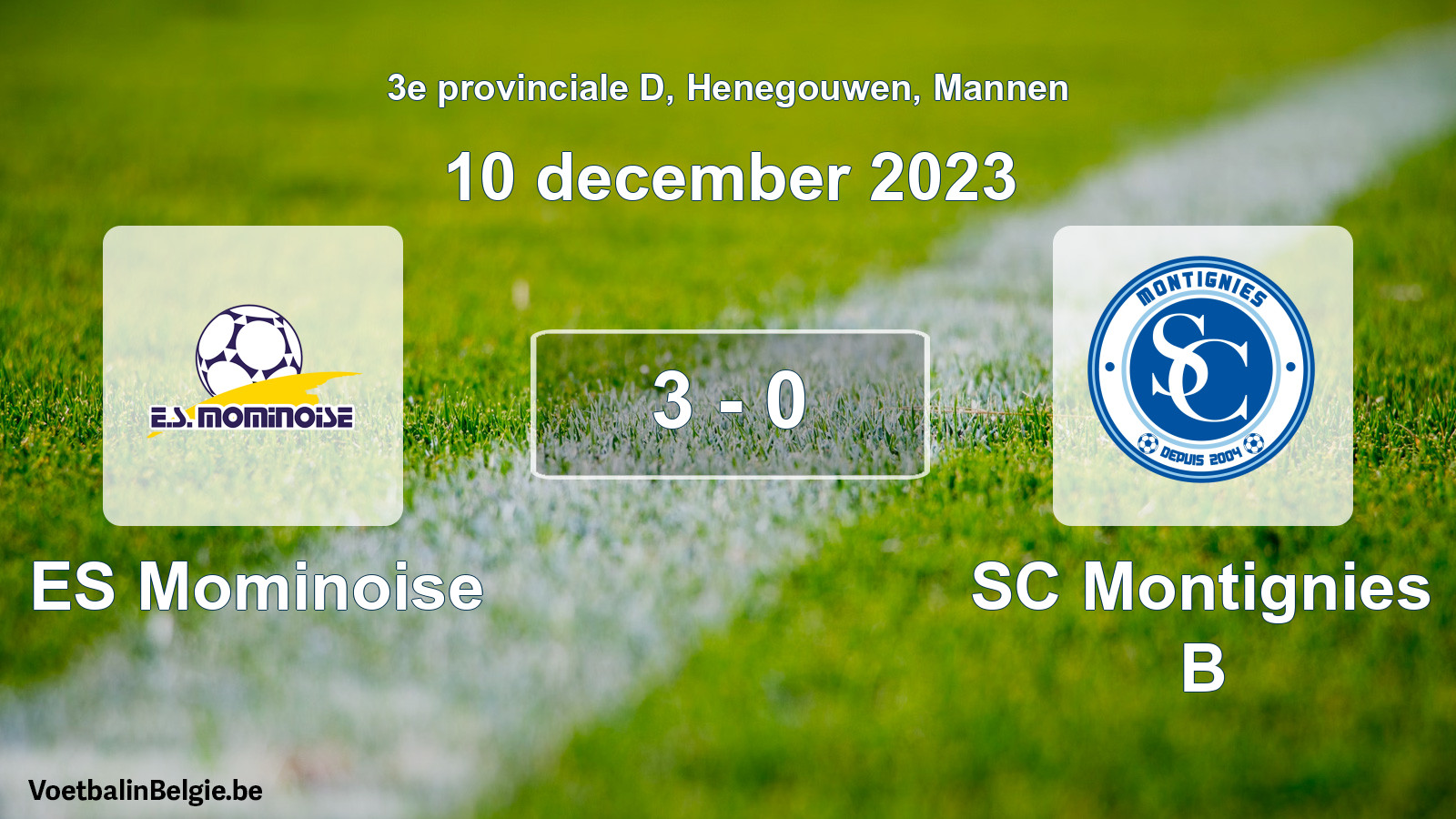 Gespeelde wedstrijd mannenvoetbal: ES Mominoise - SC Montignies B 3 - 0 (10 december 2023)