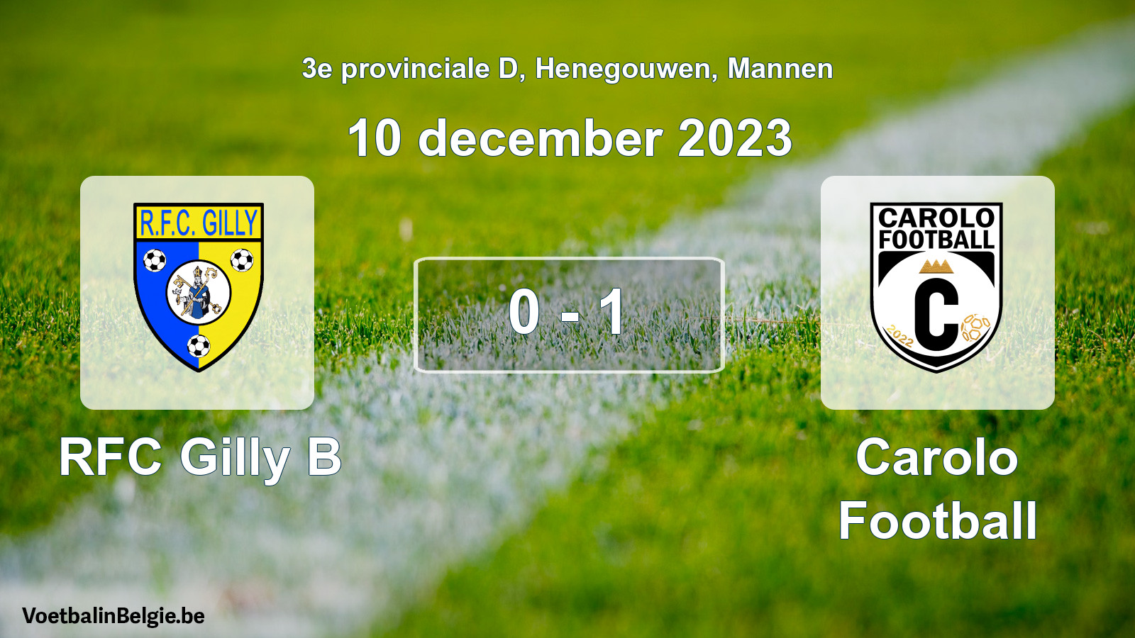 Gespeelde wedstrijd mannenvoetbal: RFC Gilly B - Carolo Football 0 - 1 (10 december 2023)