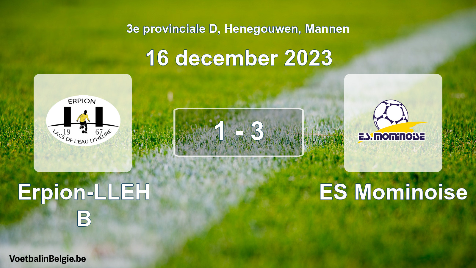 Gespeelde wedstrijd mannenvoetbal: Erpion-LLEH B - ES Mominoise 1 - 3 (16 december 2023)