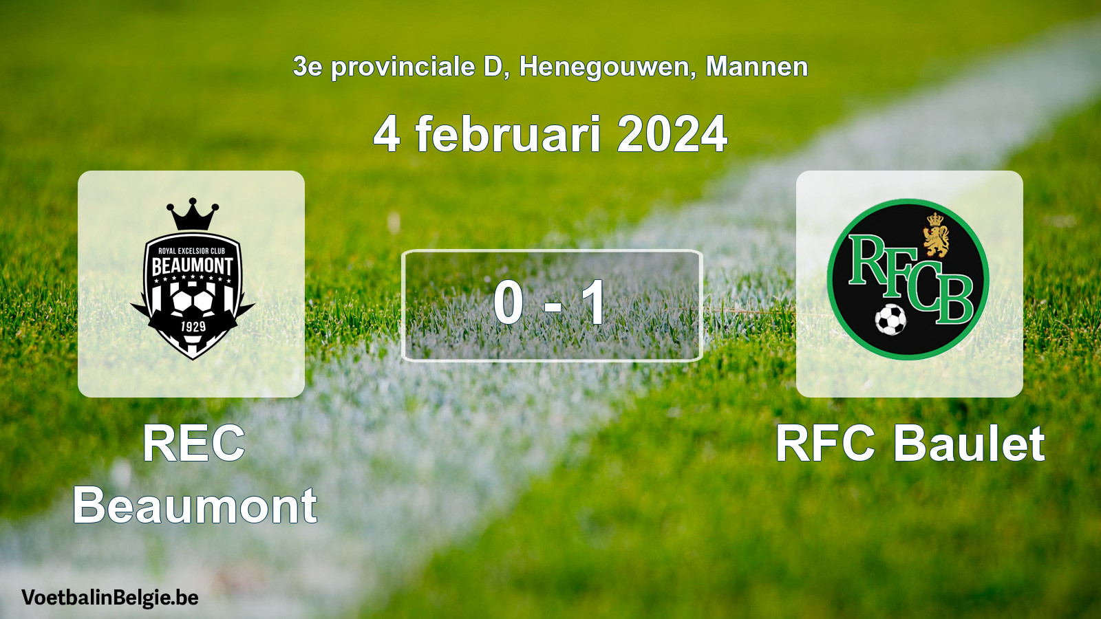 Gespeelde wedstrijd mannenvoetbal: REC Beaumont - RFC Baulet 0 - 1 (4 februari 2024)