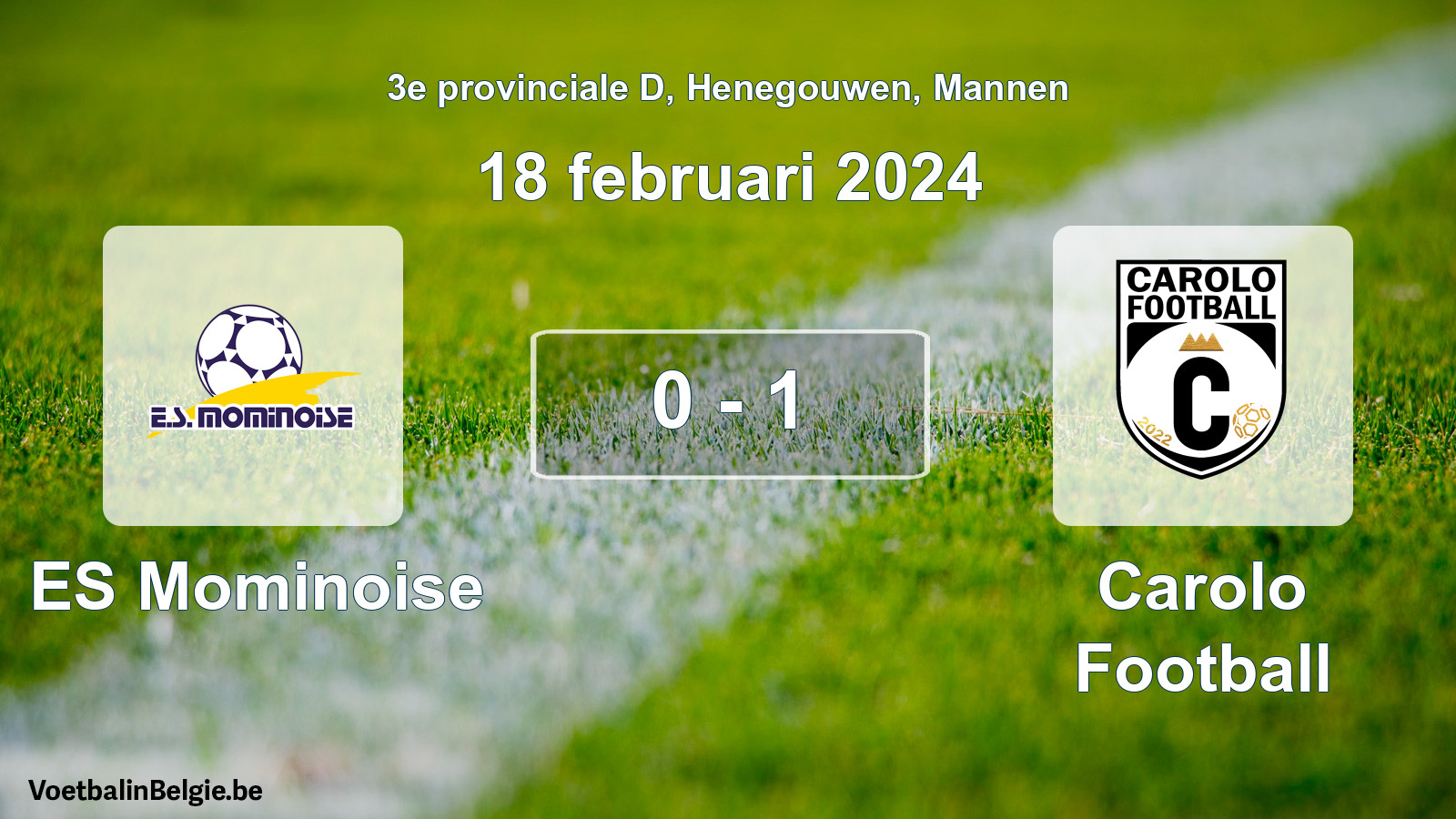 Gespeelde wedstrijd mannenvoetbal: ES Mominoise - Carolo Football 0 - 1 (18 februari 2024)