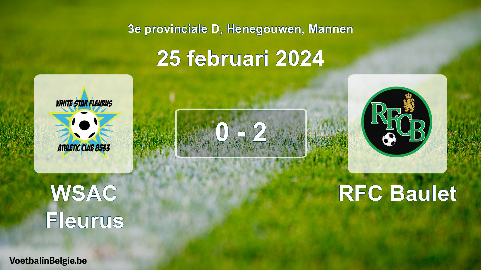 Gespeelde wedstrijd mannenvoetbal: WSAC Fleurus - RFC Baulet 0 - 2 (25 februari 2024)