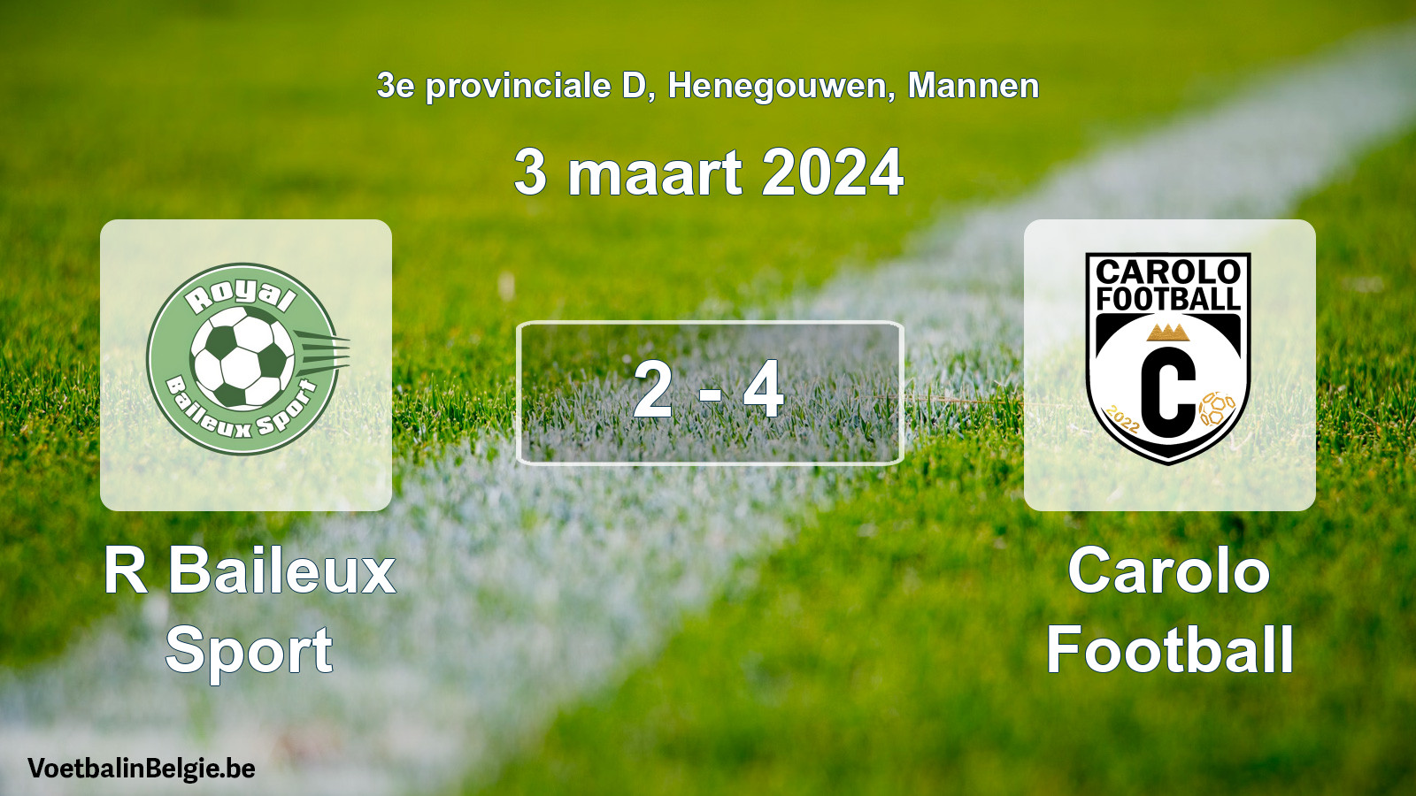 Gespeelde wedstrijd mannenvoetbal: R Baileux Sport - Carolo Football 2 - 4 (3 maart 2024)