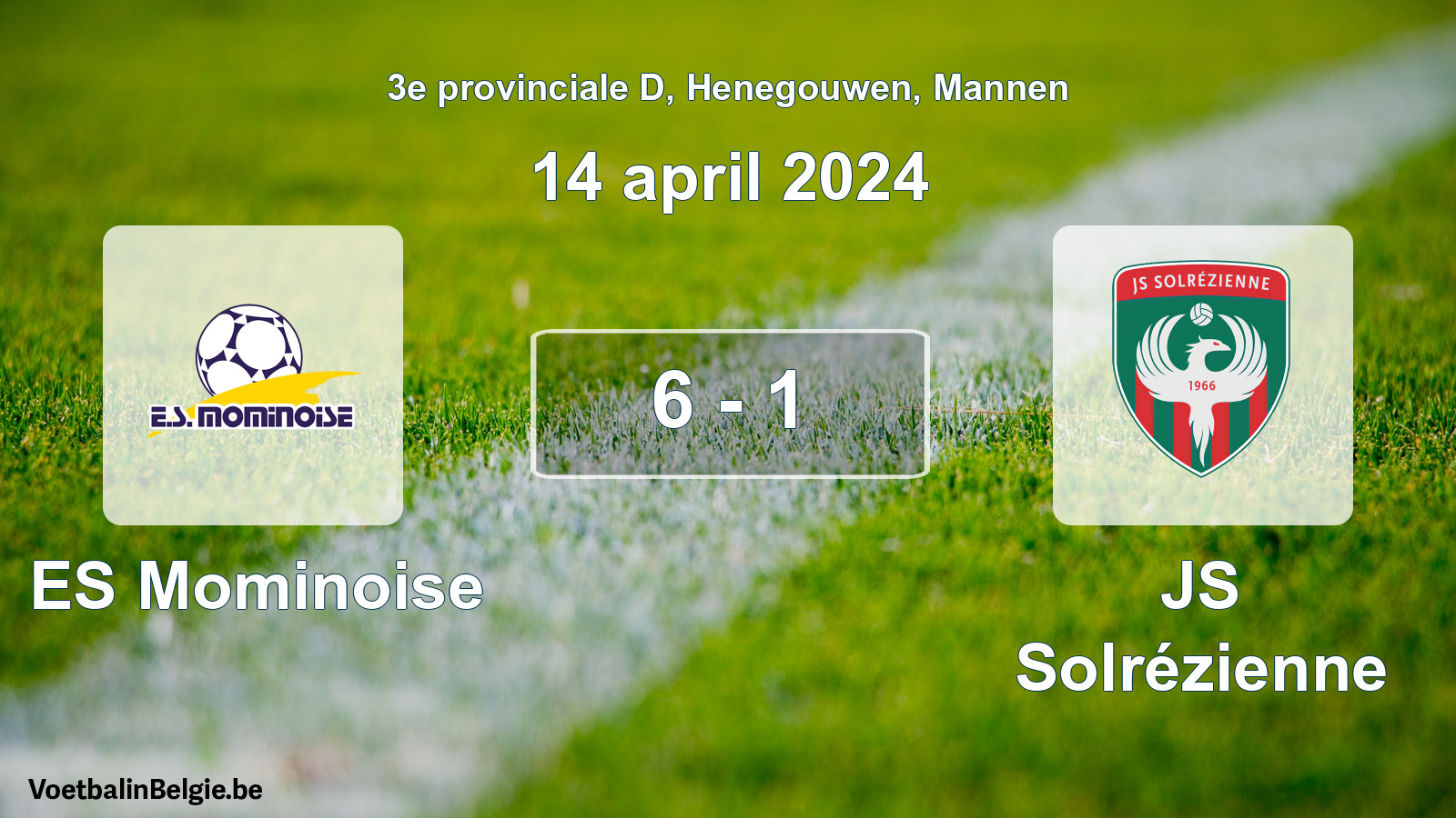 Played match men football: ES Mominoise - JS Solrézienne 6 - 1 (14 April 2024)