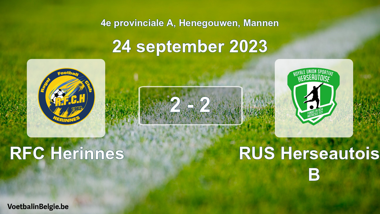 Gespeelde wedstrijd mannenvoetbal: RFC Herinnes - RUS Herseautoise B 2 - 2 (24 september 2023)