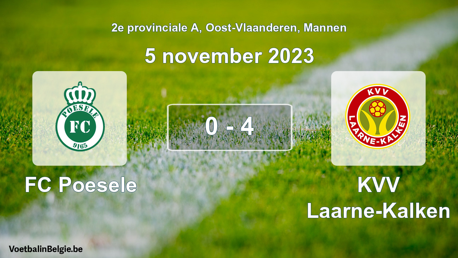 Played match men football: FC Poesele - KVV Laarne-Kalken 0 - 4 (5 November 2023)