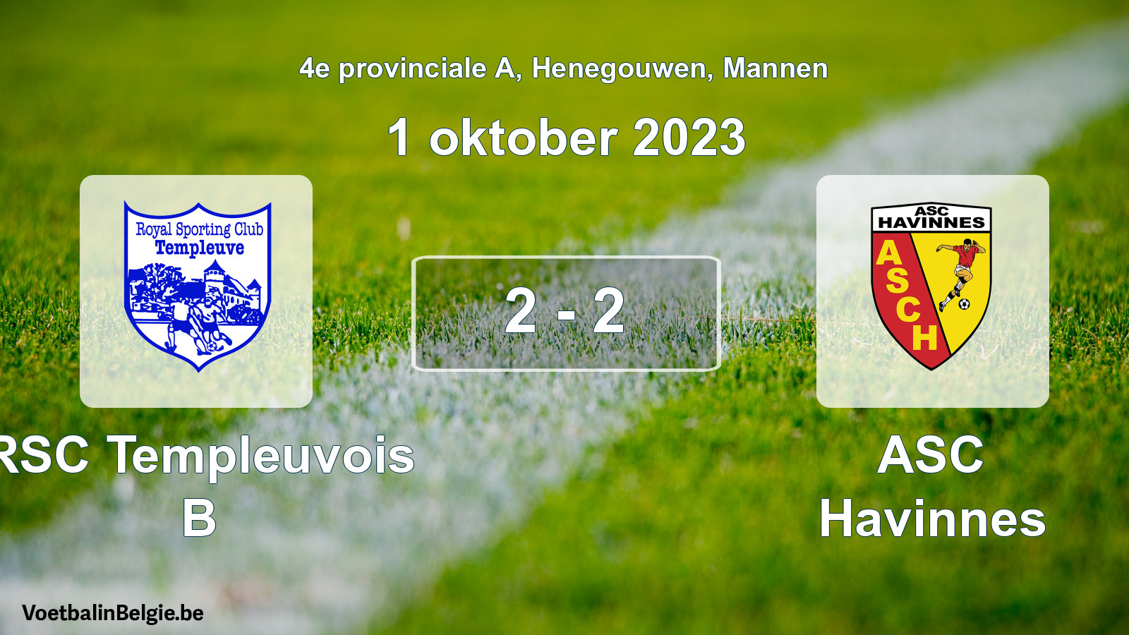 Gespeelde wedstrijd mannenvoetbal: RSC Templeuvois B - ASC Havinnes 2 - 2 (1 oktober 2023)